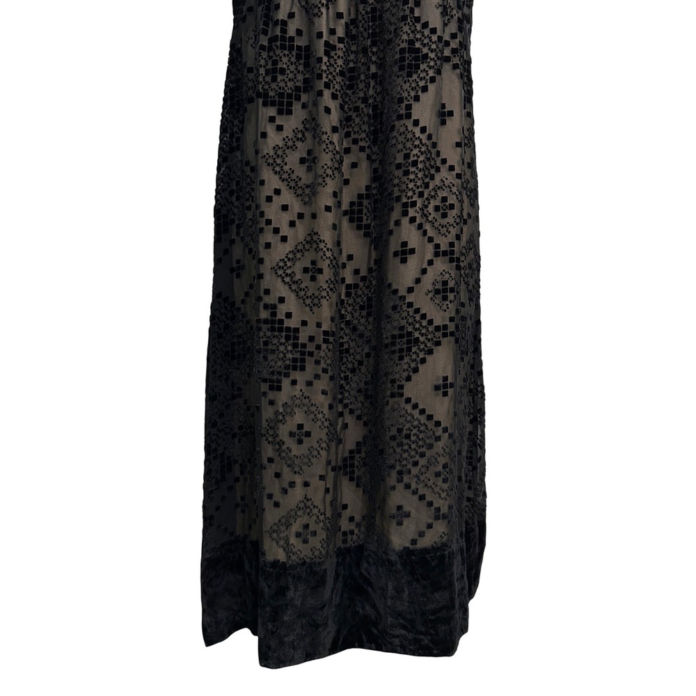 Robin Howe Silk Velvet Burnout Dress Women 12 Black 90s Whimsigoth Grunge Witchy - Picture 2 of 12